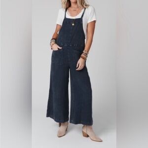 New Easel Washed Cotton Wide Leg Jumpsuit Slouchy Overalls Romper